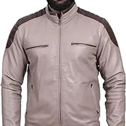 finehide Leather Jacket For Man, Slim Fit Biker Jacket With for Men with Zip Closure and Side Pockets, Stylish Winter Wear Casual Outerwear for Men (Stone Elite Ashgrey, FHJKT043_S)-picture-40