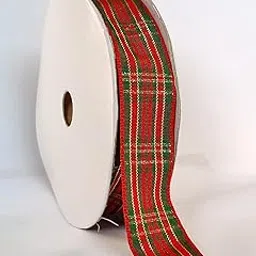 UKIYO Buffalo Check Burlap Ribbon - 5 Yard Red & Green Plaid, Christmas Wrapping Ribbon for Crafts & Decoration, Floral Bows (1 Inch)-picture-11