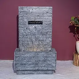 EXPLEASIA Slate Water Fall Water Fountain, Water Fountain for Home Big Size, Water Fountain for Garden, Water Fountain for Home vastu, Fountain for Home décor Waterfall (102.5x62x34 cm) (Dark Grey)-image-27