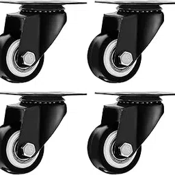 Swivel Caster Wheels Rubber Base with Top Plate & Bearing Heavy Duty with Pack of 4 Black by Online Best Service (1.5" NO Brake)-picture-19
