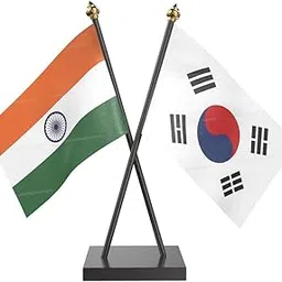 The Flag Company India & South Korea Cross Table Flag | 4x6 Inch Flags | Cross Poles with Acrylic Base (10-Inch Height) | Desk Display for Office, Events & Gifting-image-67