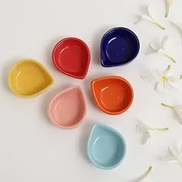 Miah Decor Traditional Ceramic Diya Set - Pack of 6 for Diwali Decoration Puja| Handcrafted Shape Oil Lamps| Reusable & Dishwasher Safe |Eco-Friendly Diyas for Diwali, Puja, Home Decor, Gift-picture-64