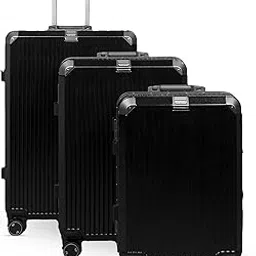 club hachi Vertica Hard PC Luggage, Set of 3, Cabin, Medium and Large Size, 100% Polycarbonate, Lightweight, Silent Wheels, Anti-Theft with Aluminium Frame, and TSA Approved Locks, Midnight Noir-picture-48