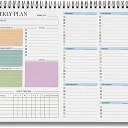 Hippie Toobi Weekly Planner with Habit Tracker & Undated To-Do List Notepad for Priorities & Goals | Spiral Bound 54 Sheets (Weekly Planner Standard)-picture-11