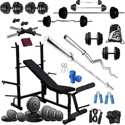 Bodyfit 55KGWeight Plates Gym Set 8IN1 Bench COMBO2 Home Gym and Fitness Kit.-picture-12