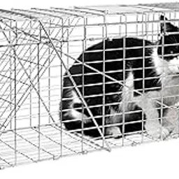 Audacious Cat Trap Feral Cat Trap Live Animal Trap Cage - Silver Color Size 31" x 11.5" x 12" | Billi ka Jal Billi pakadne Ka Pinjra-image-58
