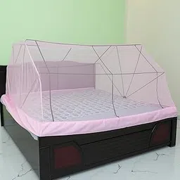 Comfort Mosquito Net | Foldable Poly-Cotton Mosquito Net with Metal Frame | King Bed Size 6 x 6 ft (Pink)-picture-20