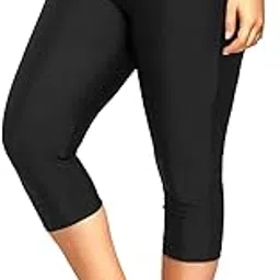 Women Plus Size Swim Capris Long Swim Shorts High Waisted Swim Pants Tummy Control Swimming Leggings-image-9