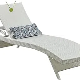 UF Outdoor Poolside Lounger with Adjustable Backrest Sun Chaise Recliner for Terrace Garden Poolside for Relaxation Durable and Stylish (White 2, Single)-picture-21