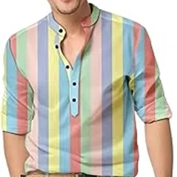 dream crushers Men's Cotton Multicolor Shirt Kurta for Men Stylish Regular Fit Full Sleeve Mens Shirt Kurta-picture-21