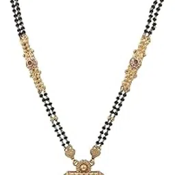 miraya creations Heritage-Inspired Gold-Tone Mangalsutra with Heart-Shaped Pendant-picture-47