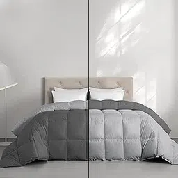 450 GSM Reversible Comforter Single Bed Winter Blanket/Rajai/Quilt/Dohar (60"x 90") Box Stitch Winter Comforter for Single Bed Silver/Dark Grey Color-picture-10