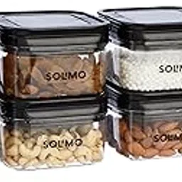 Amazon Brand - Solimo Airtight Plastic Storage Jar and Container Set-I | BPA Free | Multipurpose Storage | 450ml Each, Set of 8 (Black)-picture-31
