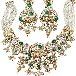 Rajputi Elephant Design Necklace Set With Earrings in Agni Red- Rajwadi Necklace Set, Wedding Gift for Her, Indian Traditional Jewellery for Brides.-picture-16