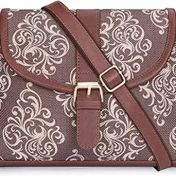 the clownfish Madeline Printed Handicraft Fabric Handbag for Women Crossbody Sling Bag Office Bag Ladies Shoulder Bag with Snap Flap Closure & Shoulder Belt for Women College Girls image 1