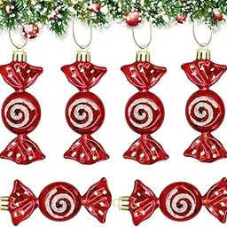 6Pcs Christmas Decorations Items,Christmas Ornaments with String Christmas Hanging Decor for Tree, Door, Window, Home, Red-picture-13
