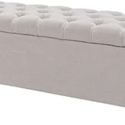 HOMECREST Park Ave Tufted Storage Ottoman Bench pouffe Puffy Couch 2 Seater Sofa for livingroom Bedroom (Cream)-picture-49