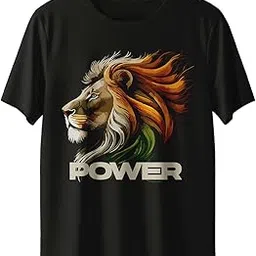 kavod lifestyle India Tricolor Power Lion Print Premium Black T-Shirt-picture-17