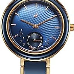 fastrack Oceanyx - Ceramic Quartz Blue Round Dial Women's Watch | Brass Solid Links Material | Multi Color Band - 6315KD01-picture-6