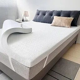 Airensky 2 Inch Twin(39"x75") Gel Memory Foam Mattress Topper,Cooling Gel Infused Mattress Pad with Removable Soft White Cover,Blue Mattress Topper for Pressure Relief Back Pain, CertiPUR-US Certified-image-2