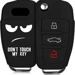 JVCV® Car Key Cover Compatible with Audi A1 A3 A6 Q2 Q3 Q7 TT TTS R8 S3 S6 RS3 Folding Key - Don't Touch My Key (Black)-picture-15