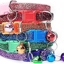 YellowCult 3 Pieces Cat Collars -Exotic Sparkling Design, with Bell, Adjustable Strap, and Safety Release Buckle [Modern Design for Your Cute Cats, Puppies & Small Dogs- 3 Random Colors]-image-2