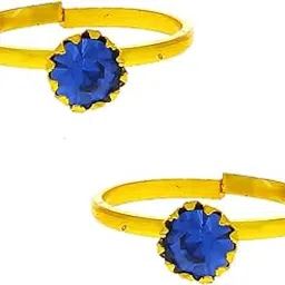 anuradha art jewellery Blue Colour Studded Stone Traditional Toe Ring for Women-picture-43