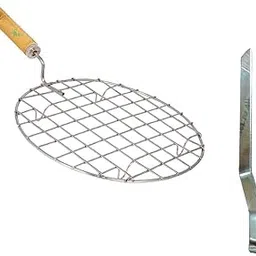 Abee 5″ Durable Steel Papad Jali & Hotplate Roasting Net with Chimta – Multi-Use Grill & Roti Roaster for Gas, Induction, & Campfire-image-33