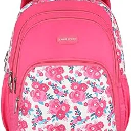 lavie sport Rose Bud 39L Printed School Backpack with Rain cover for Girls (Magenta) image 1