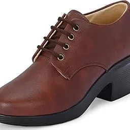karaddi Women's Formal Shoes | Lace up for Women | Block Heel Derby Shoes-picture-55