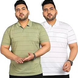 inkkr Plus Size Men's Regular Fit Striped Polo Tshirt Combo-picture-47