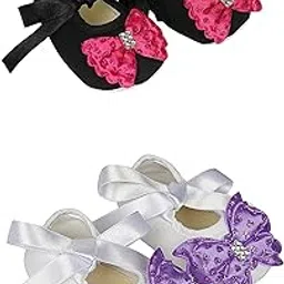 rsmart Pack of 2 Comfortable Cotton Booties Infant Shoes For New Baby Toddlers | Sandal Booties With Flower Patch Design (Age 0-24 Months), (14)-picture-47