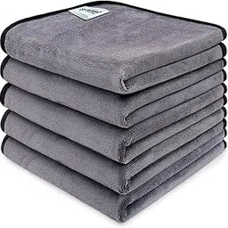 SOFTSPUN Microfiber Super Absorbent Cloth 500 GSM 40X40 cms Pack of 5 Grey! Silk Banded Edge Towel Set Extra Thick Microfiber Cleaning Cloths Perfect for Bike Auto Cars Both Interior and Exterior.-image-53