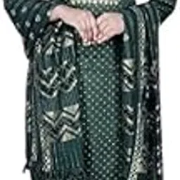 sabrang mix & match Embroidered Ethnic Kurta, Trouser/Pant & Dupatta Set, Black Colour (Medium, Bottle Green)-picture-32