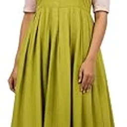 Silk Cotton Diamond Neckline Puff Elbow Sleeves Ankle-Length Flared Taruni Feeding Dress - Pastel Green-image-6