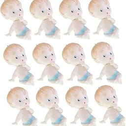 HEAVENGLOW 12pcs Mini Baby Figures Doll Baby Shower Table Scatter Party Bag Filler Blue-picture-11