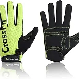 ArrowMax Cross-FIT Workout Gloves, Full Palm Protection & Extra Grip, Gym Gloves for Weight Lifting, Running, Riding, Cycling, Training, Fitness, Exercise (Men & Women) (Green) Material:Fleece-image-7