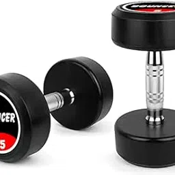 RAWFIT Rubber Coated Bouncer Dumbbells Weights | Professional Round Dumbbells, Dumbbell Set (Black, 5 Kg)-picture-30