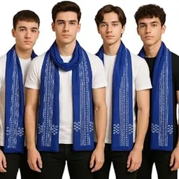 Men’s Traditional Blue Cotton Scarf with Ethnic Pattern – Soft Lightweight Stole for Casual & Festive | Versatile Winter & Summer Fashion Accessory.(Pack of 4)-picture-36