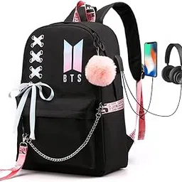 Teens School Backpack For Women College Girls Bookbag Usb Charging And Headsetport Laptop Backpack Student Daypack, 35 liter,Black-image-35