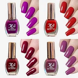 K10 Matte Nail Polish | Matte Nail Paint for Girls and Women (Purple-Red-Light-Purple-Dark-Red) Set of 4| Each 7 ml-picture-55