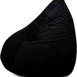 Home Story Haut Collection, Classic Bean Bag XXL Size Black Color in Premium Velvet Fabric, Cover Only-picture-13