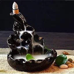 CRAFTAM Polyresin Dropping Smoke Backflow Fountain Cone Incense Holder Showpiece Figurine with Free 10 Back Flow Incense Cones Item Name-picture-28
