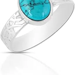 mahal jewels Silverrazzi 925 Sterling Silver Turquoise Oval Shape Ring | Women and Girls | Certificate of Authenticity and 925 Stamp | 6 Month Warranty-picture-10