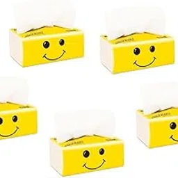 DCELLA Soft Facial Tissue Paper Napkins Table Top Plain 4 Ply 500 Pcs in Each Pack (Yellow, Pack of 5)-picture-49