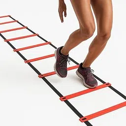 ABB INITIO GYM Adjustable Agility Ladder with Polypropylene Rungs & Durable Straps | Speed Ladder for Training, Exercise & Sports Drills | 4 Meter - 8 Rungs - Red image 1