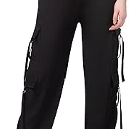 Stylish Womens Trouser, Korean-Style ​6 Pocket Cargo Pants, ​High-Waisted Relaxed Fit Cargos in Cotton Blend Fabric for Girls, Perfect for Every Occasion-picture-20