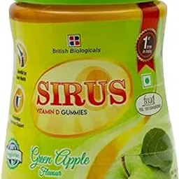 Sirus Vitamin D3-60 Gummies for Women & Men - Supports Immunity, Bones, Teeth, Brain and Nervous System - Gluten Free - Green Apple Flavor-picture-23