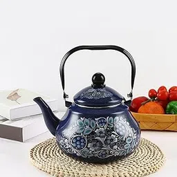 THE STYLE SUTRA Enamel Tea Kettle Sturdy Blue Floral Enamel Pot for Restaurant Party 2.5L-image-41