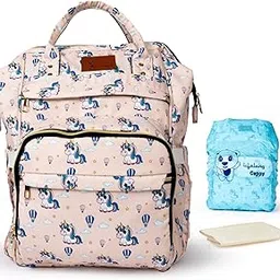 Lifelong Cuppy Baby Travel Diaper Bag for New Mom | Large Diaper Mothers Backpack | Waterproof, Stylish & Spacious | 15 Pockets | Rain Cover | Changing Mat (Pink, LLCMBD11)-image-47
